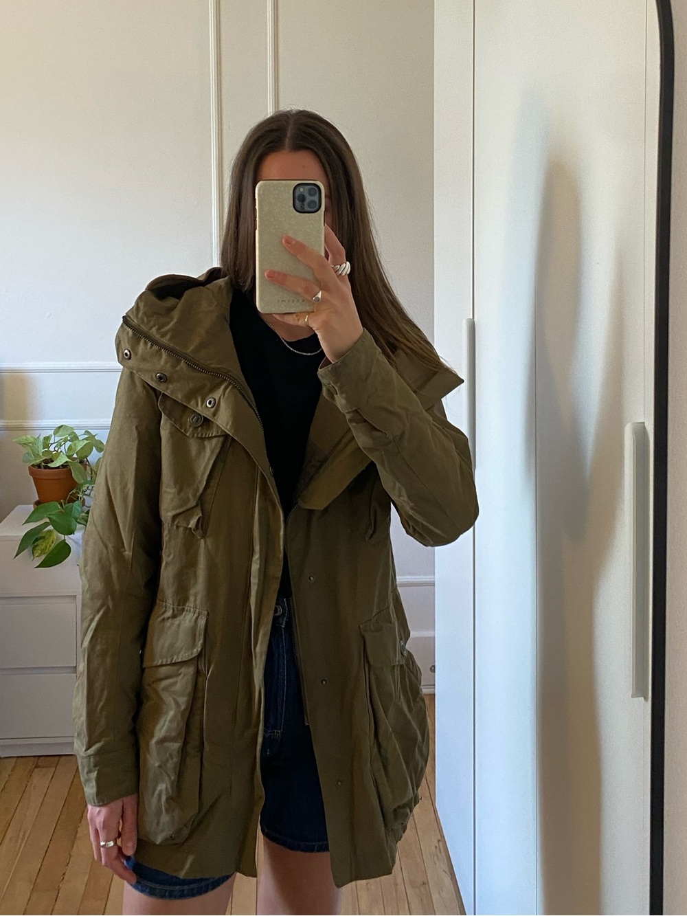 H&M Olive Utility Hooded Jacket